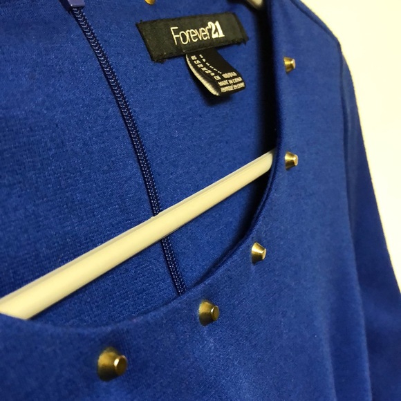 Blue Studded Forever 21 Peplum Top Small - Picture 4 of 8